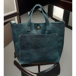 Portland Leather Almost Perfect Mini Crossbody Tote Blue Green